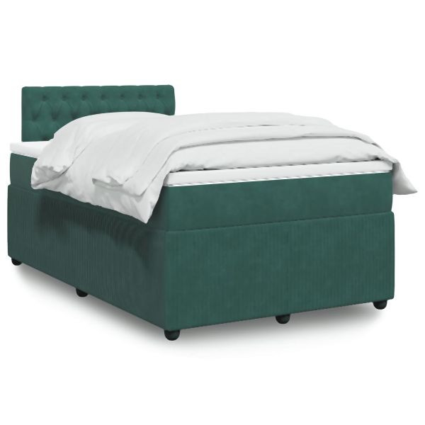 vidaXL Boxspringbett mit Matratze Dunkelgrün 120x190 cm Samt, 3289995