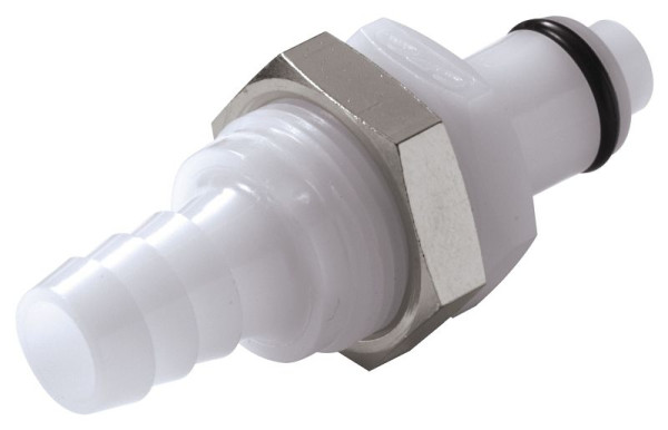 Bürkle Schnellverschluss- Kupplungen NW 6,4 mm, Vaterteile, für Plattenmontage mit Schlauchtülle POM, Ø: 8 mm, mit Ventil, 8773-1150