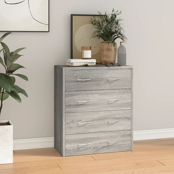vidaXL Kommode mit 4 Schubladen 60x30,5x71 cm Grau Sonoma, 342581