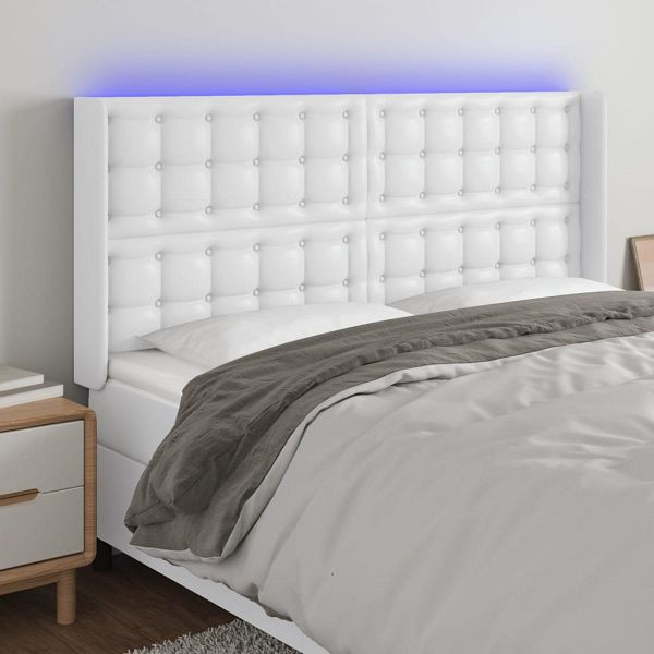 vidaXL LED Kopfteil Weiß 183x16x118/128 cm Kunstleder, 3124151
