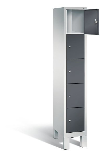 C+P Schließfachschrank Evolo, H1850xB320xT500mm, Farbe: Lichtgrau / Schwarzgrau, 48010-105 S10071