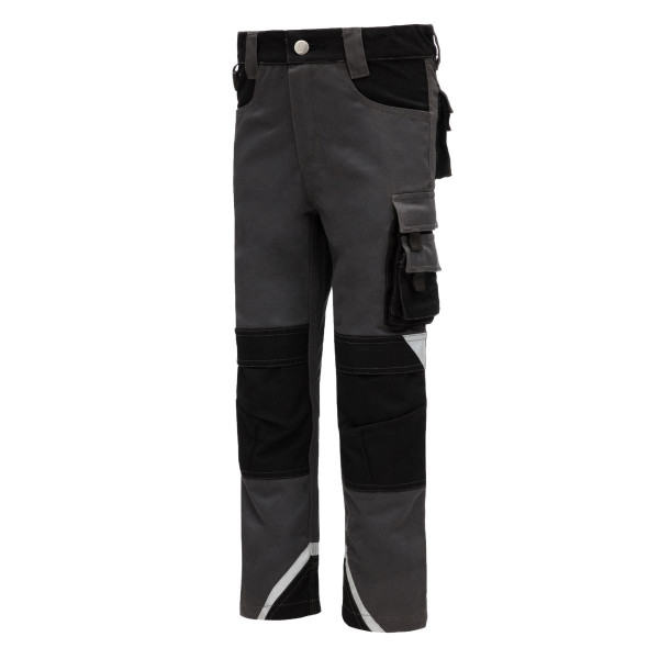 NITRAS MOTION TEX KIDS, Arbeitshose, lang, grau/schwarz, STANDARD 100 by OEKO-TEX®, Größe: 128, VE: 10 Stück, 7612KIDS-128
