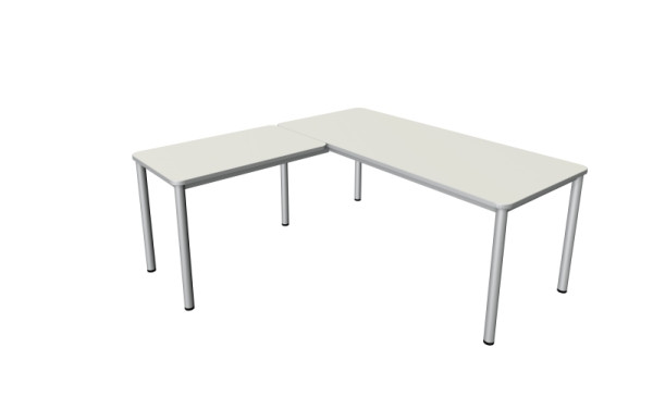 Kerkmann Winkelarbeitsplatz Prime, Schreibtisch B 1800 x T 800 x H 750 mm, Anbautisch 1000 x 600 x 750 mm, weiß, 11043110