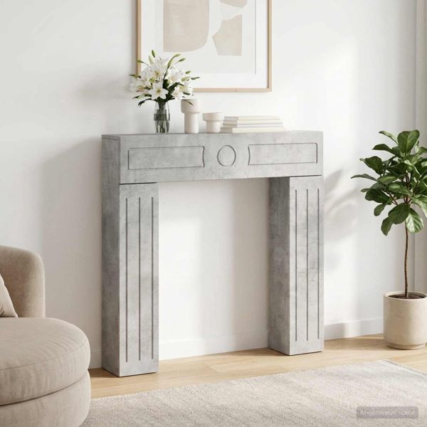 vidaXL Kaminumrandung Betongrau 102 x 18 x 100,5 cm Holzwerkstoff, 8006609