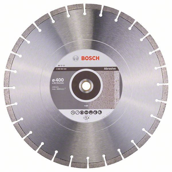 Bosch Diamanttrennscheibe Standard for Abrasive, 400 x 20,00/25,40 x 3,2 x 10 mm, 2608602622