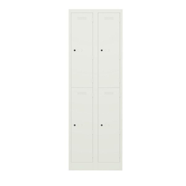 Bisley Garderobenschrank Primary Locker, 2 Abteile mit je 2 Fächern übereinander, 696 verkehrsweiß, PL3050D2696