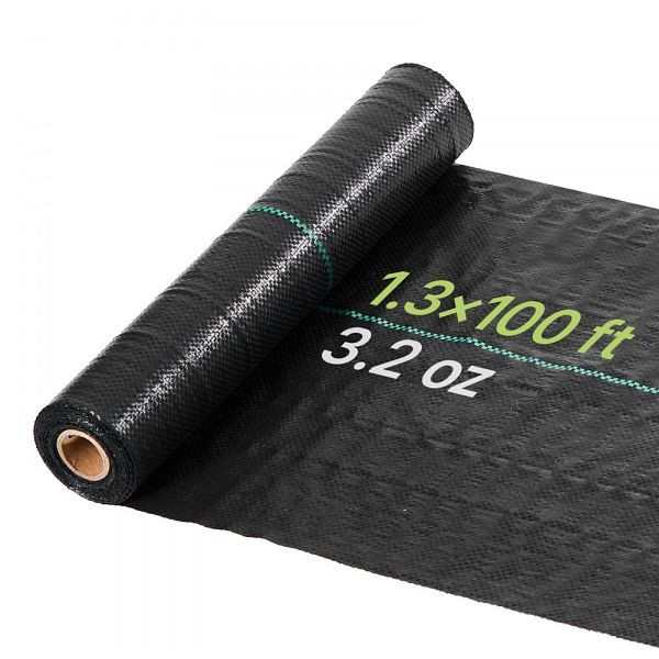 VEVOR Unkrautvlies 0,4x30,5m, 90g/m² Polypropylen, Wurzelsperre, Belüftung & Entwässerung, für Garten & Gewächshaus, Schwarz, JBXBZ13100FTMCPP2001V0