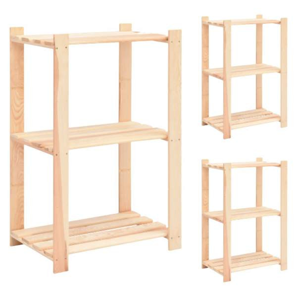 vidaXL Lagerregale 3 Böden 3 Stück 60x38x90cm Massivholz Kiefer 150kg, 3051122