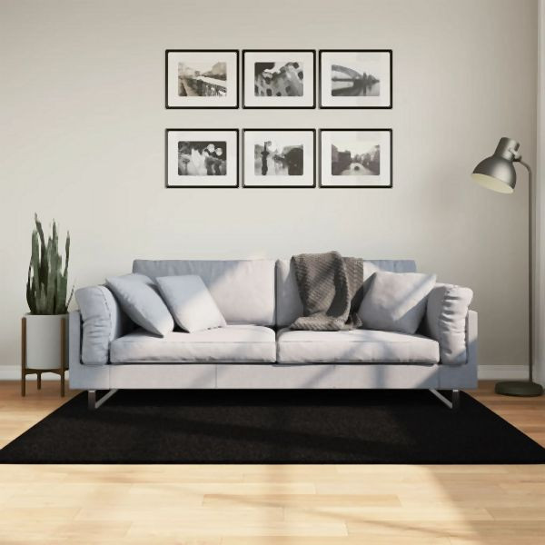vidaXL Teppich HUARTE Kurzflor Weich und Waschbar Schwarz 120x170 cm, 375114