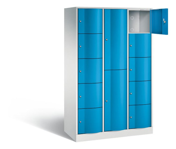 C+P Kombi-Schließfachschrank Resisto, H1950xB1148xT540mm, Farbe: Lichtgrau / Lichtblau, 8070-3721 S10009