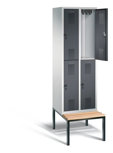 C+P Spind doppelstöckig Evolo, H2090xB610xT815mm, Farbe: Lichtgrau / Schwarzgrau, 48350-20 S10216