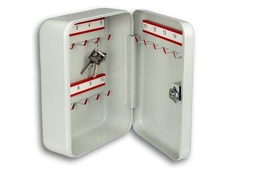 DENIOS Schlüsselbox CS 15 V-PZ, mit 15 Schlüsselhaken, in Schließanlagen integrierbar, 248548