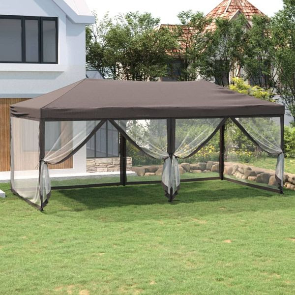 vidaXL Partyzelt Faltbar mit Seitenwänden Taupe 3x6 m, 93554
