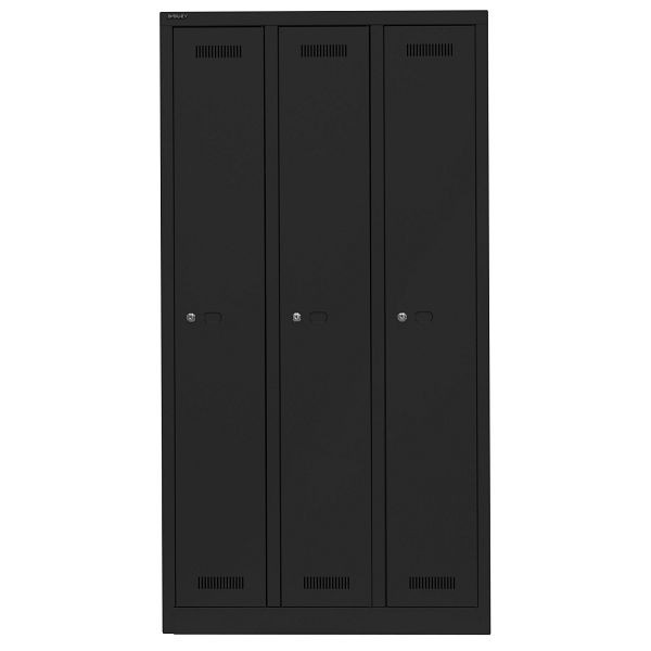 Bisley Garderobenschrank Monobloc™, 3 Abteile je 1 Fach, 633 schwarz, ML09T1633