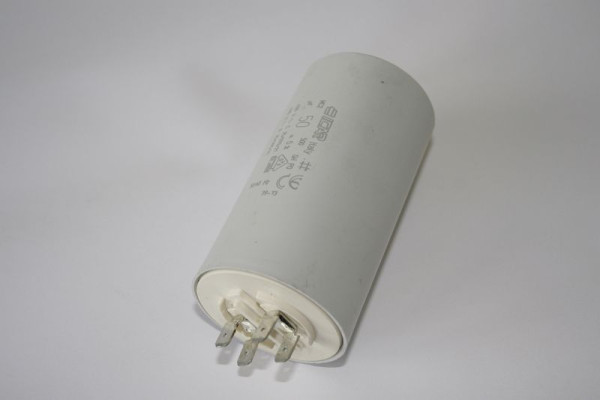 ELMAG Kondensator 55 µF für TIGER 400/10/22 W, BOY 330Ø 50 mm, Gesamtlänge 106 mm (inklusive 4 Flachstecker), 9100543