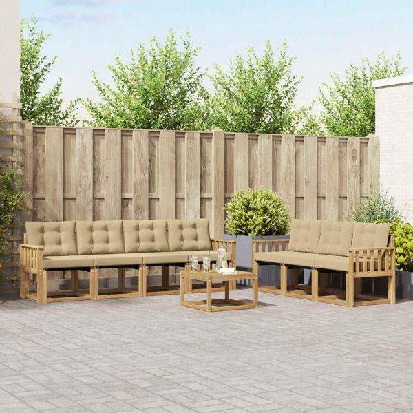 vidaXL Outdoor-Sofagarnitur mit Kissen 8-teilig Weiß und Beige, 3389283