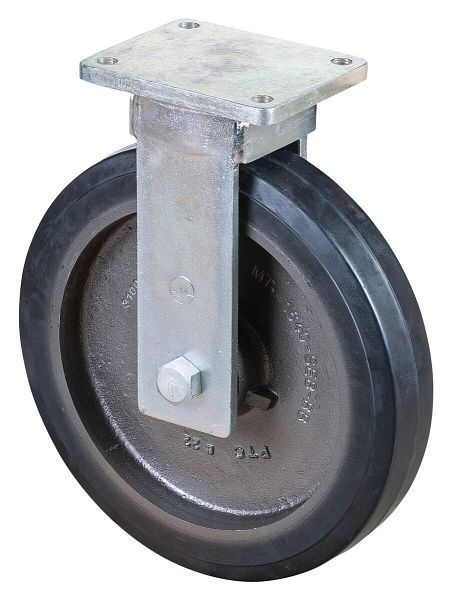 BS Rollen Schwerlastrolle, Bockrolle, Rad-Breite 75 mm, Rad-Ø 400 mm, Tragfähigkeit 1200 kg, Elastik-Reifen schwarz, Guss, Kugellager, RR110.B81.400