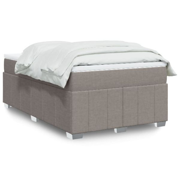 vidaXL Boxspringbett mit Matratze Taupe 120x200 cm Stoff, 3285467
