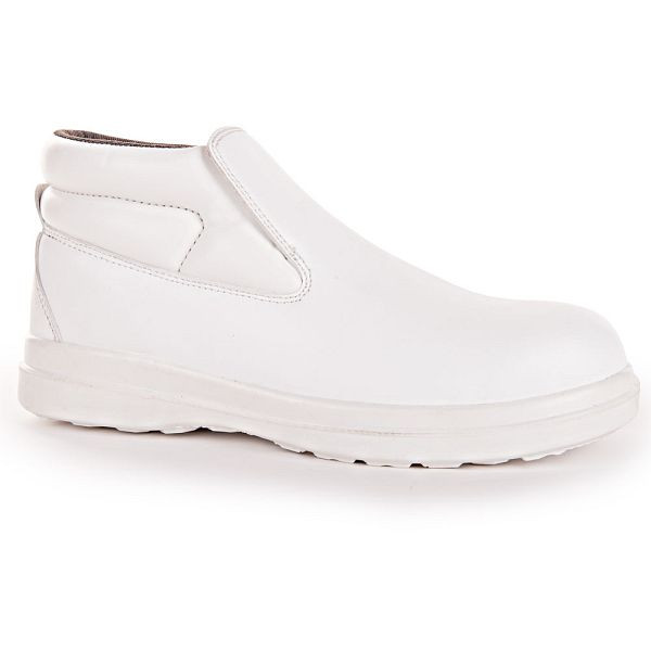 Franz Mensch Slipper mit Schutzkappe S2, knöchelhoch, weiß, Größe 43, VE: 1 Paar, 86243