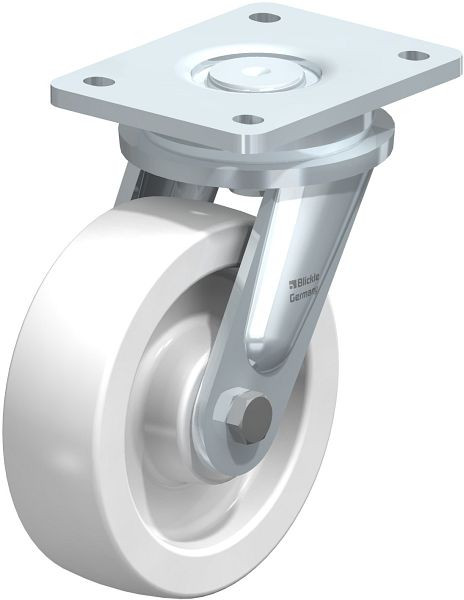 Blickle LO-SPO 160G Stahlgeschweißte Schwerlast-Lenkrolle, Polyamid, Weiß, 754943