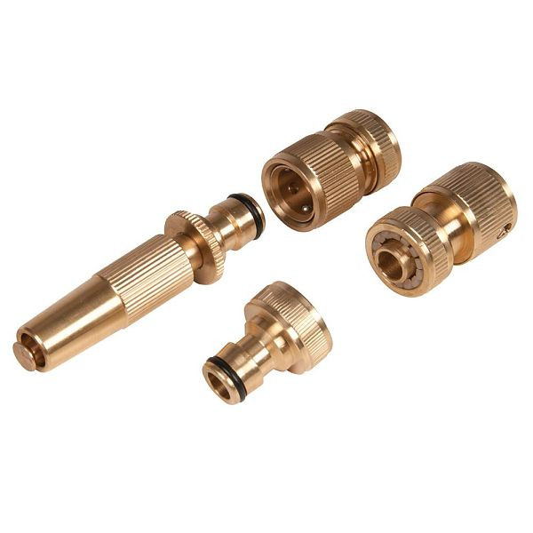 Silverline Messing-Gartenschlauchzubehör, 4-tlg. Satz, 4-tlg, 793753