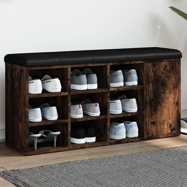 vidaXL Schuhbank Räuchereiche 102x32x50 cm Holzwerkstoff, 835093