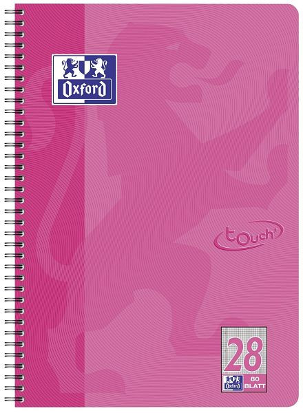 Oxford Collegeblock Touch LIN 28 - A4+, 80 Blatt, 90 g/qm, rosa, 400086496