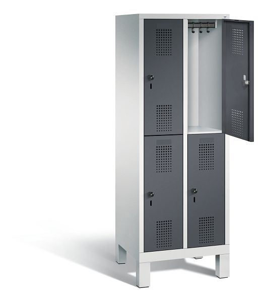 C+P Spind doppelstöckig Evolo, H1650xB610xT500mm, Farbe: Lichtgrau / Schwarzgrau, 483106-20 S10056