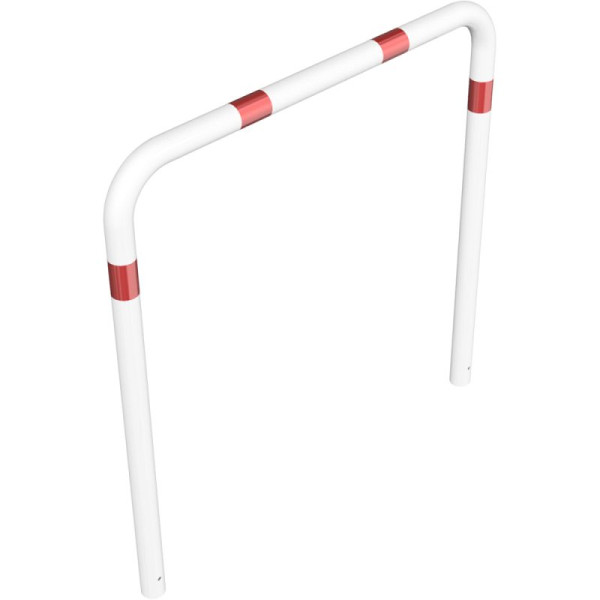Stein HGS Anlehnbügel/Absperrbügel -Usedom-, 1500 mm, weiß beschichtet mit rot reflektierenden Leuchtstreifen, 475.15b