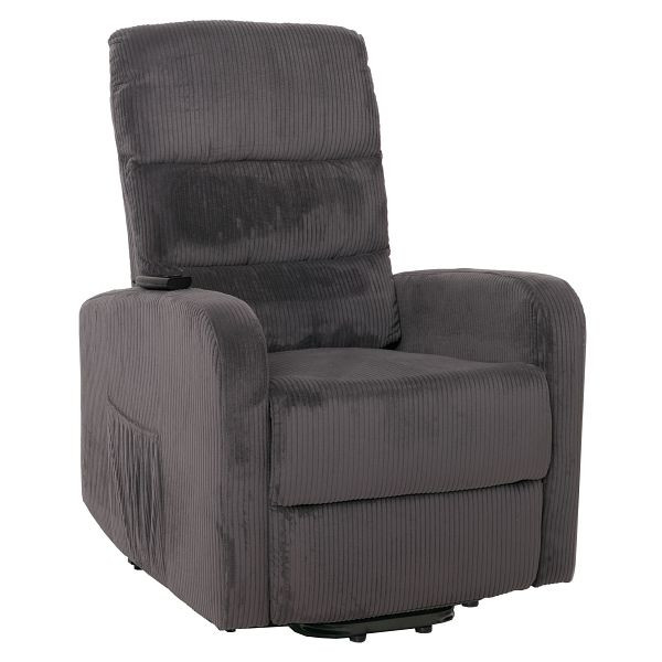 Mendler Fernsehsessel HWC-K62, Relaxsessel TV-Sessel Liege, Liegefunktion Aufstehhilfe, Metall Stoff/Textil Cord, dunkelgrau, 108714