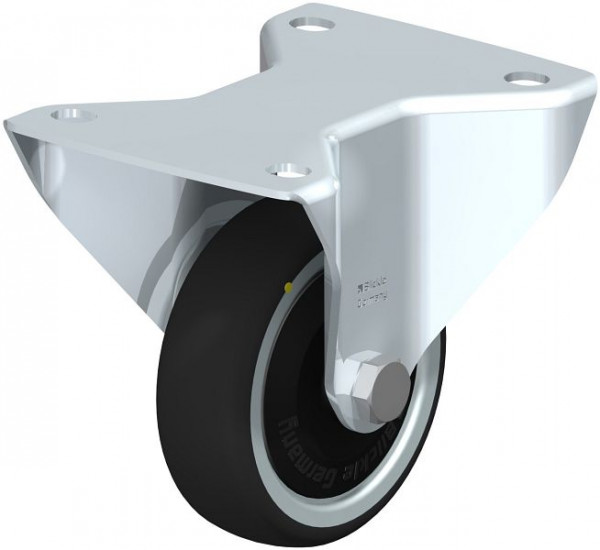 Blickle BK-PATH 100K-3-ELS-FK Stahlblech-Bockrolle, schwere Ausführung, mit Anschraubplatte, Thermoplastisches Polyurethan, Grau, 852284