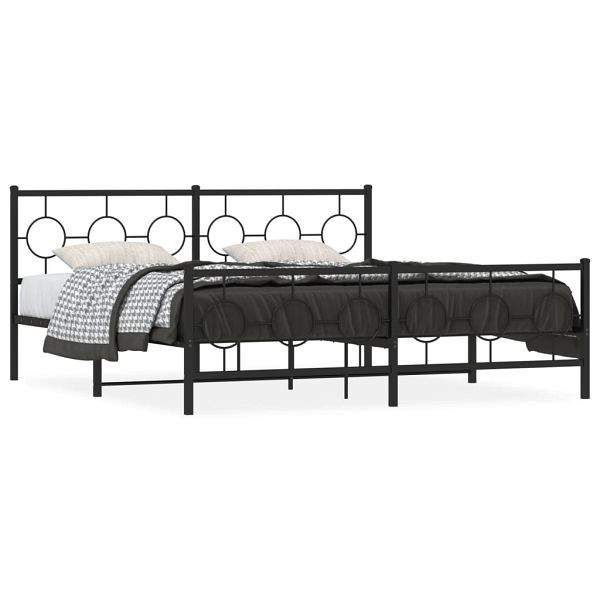 vidaXL Bettgestell mit Kopf- und Fußteil Metall Schwarz 183x213 cm, 376249