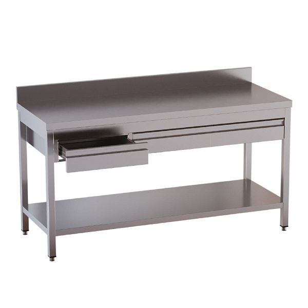 Vaiotec TOPLINE Arbeitstisch / Grundboden, 2 Schubladen und Aufkantung, 1000 x 600 mm, 12542