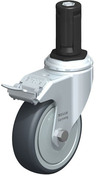 Blickle LKRA-TPA 101K-11-FI-FK-ER14 Apparate-Lenkrolle mit Expander & Feststeller, Thermoplastisches Gummi-Elastomer, Grau, 847869
