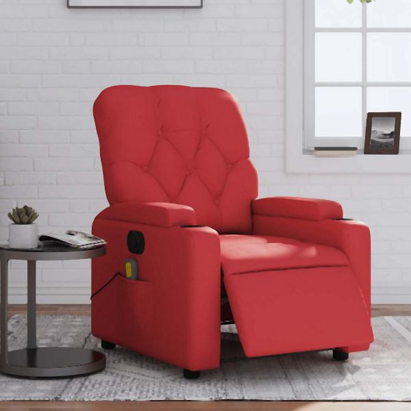 vidaXL Massagesessel Elektrisch Rot Kunstleder, 3204770