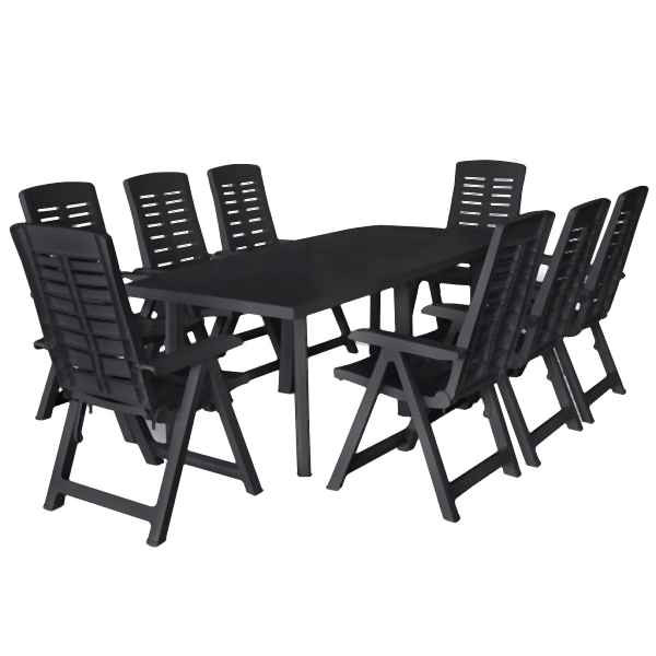 vidaXL 9-tlg. Garten-Essgruppe Kunststoff Anthrazit, 276181