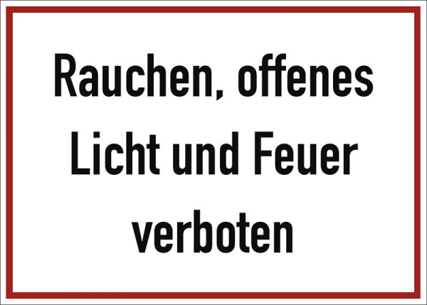 Moedel Rauchen, offenes Licht und Feuer verboten, Aluminium, 350x250 mm, 60227
