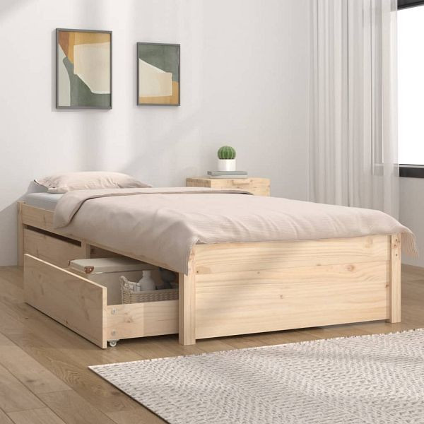 vidaXL Bett mit Schubladen 90x200 cm, Material des Bettgestells: Massives Kiefernholz (unbehandelt), 3103463