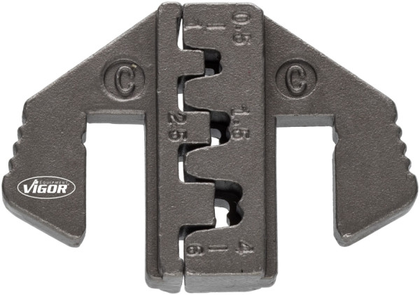 VIGOR Crimp-Einsatz C: für offene, unisolierte Kabelschuhe von 0,5 - 6,0 mm2 (Breite bis 6,3 mm), V2499-C