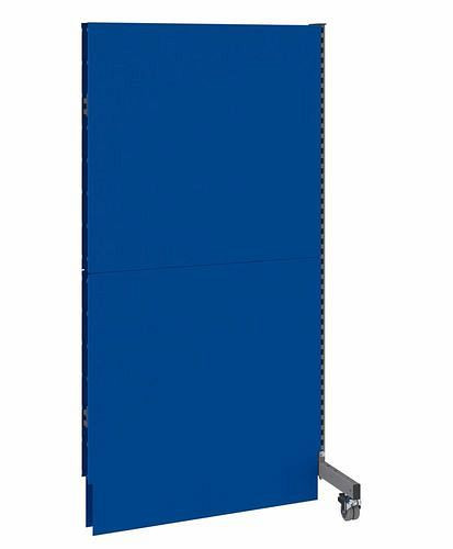 DENIOS Mobile Akustik Trennwand, Anbaufeld, B 1000, H 2000 mm, Akustik-Lochblech einseitig, grau/blau, 293112