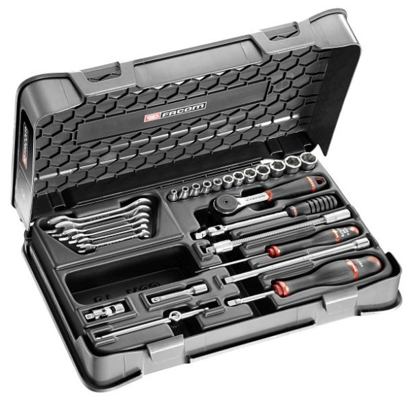 Facom Steckschlüsselsortiment 1/4", 6-Kant, metrisch, und Schlüssel - 27 Teile - R.161B, R.430BP