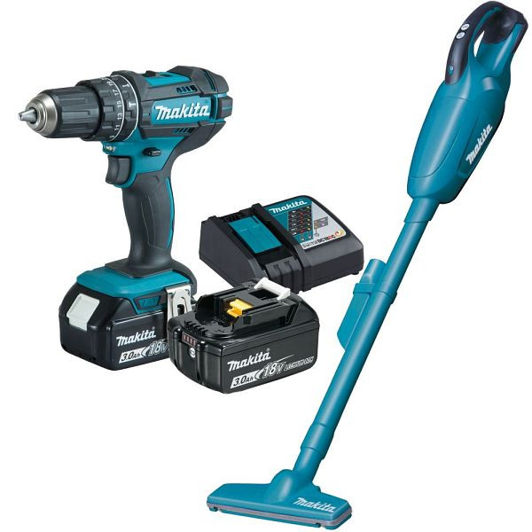 Makita Akku-Kombo-Kit 18 V (DHP482 + DCL181F) / 3,0 Ah, 2 Akkus + Ladegerät, DLX2422