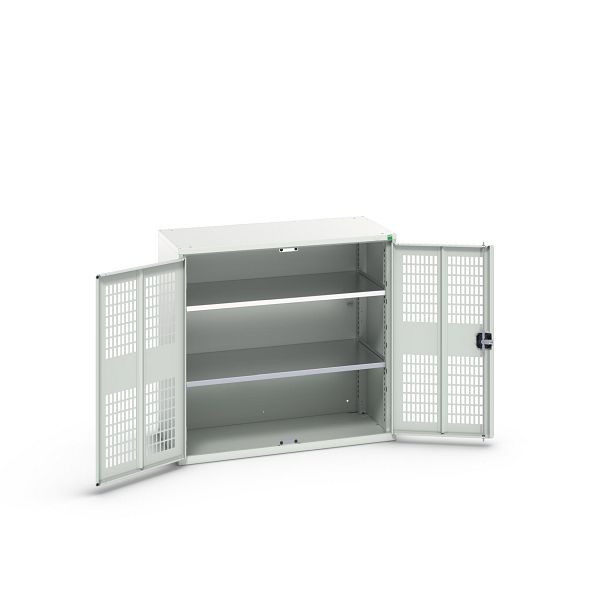 bott verso Flügeltürschrank mit Belüftung, mit 2 Fachböden, BxTxH: 1050 x 550 x 1000 mm, Lichtgrau / Lichtgrau, 16926762.16