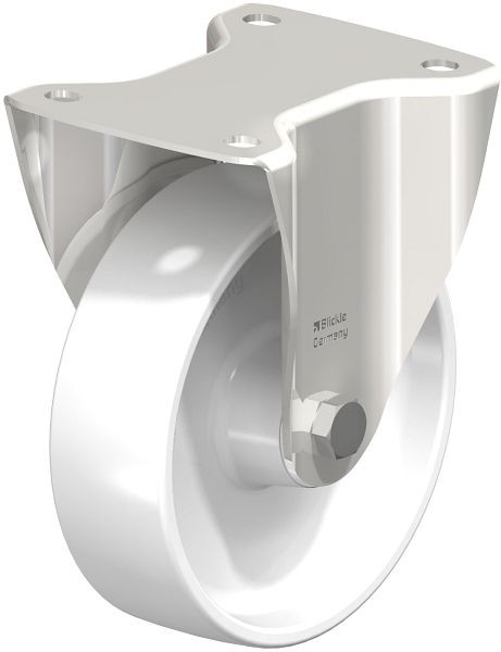 Blickle BX-PO 160XR Edelstahl-Bockrolle mit Anschraubplatte, Polyamid, Weiß, 614230