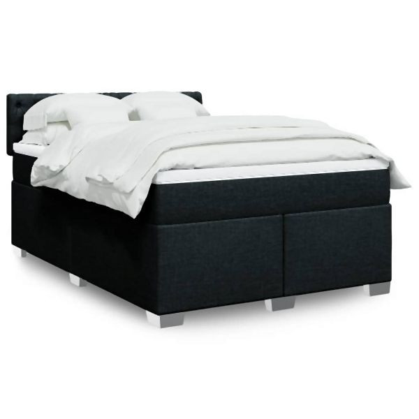 vidaXL Boxspringbett mit Matratze Schwarz 160x200 cm Stoff, 3288248