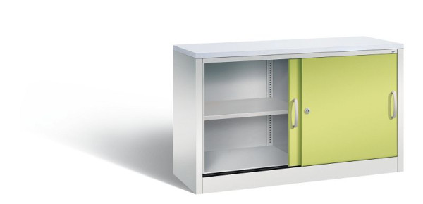 C+P Sideboard mit Schiebetüren Acurado, H720xB1200xT400mm, Farbe: Lichtgrau / Viridingrün, Bügelgriff, 2 OH, 5723-00 S10366