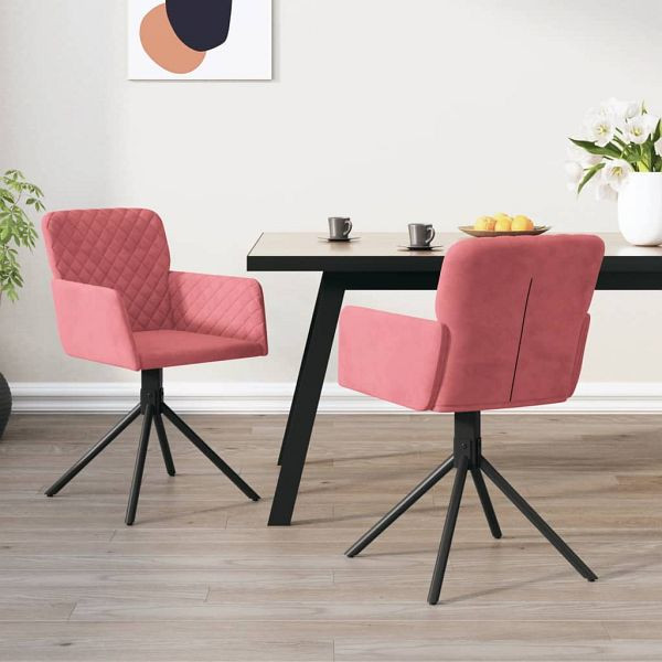 vidaXL Esszimmerstühle 2 Stück Drehbar Rosa Samt, 344794