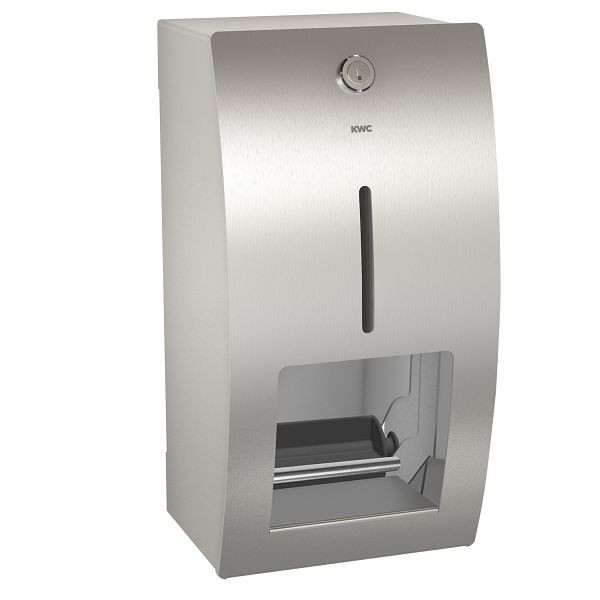 KWC WC-Doppelrollenhalter, STRATOS, Edelstahl, 170x303x141 mm, mit Spindelsystem, gebogene Front, Zylinderschloss, 3600008879