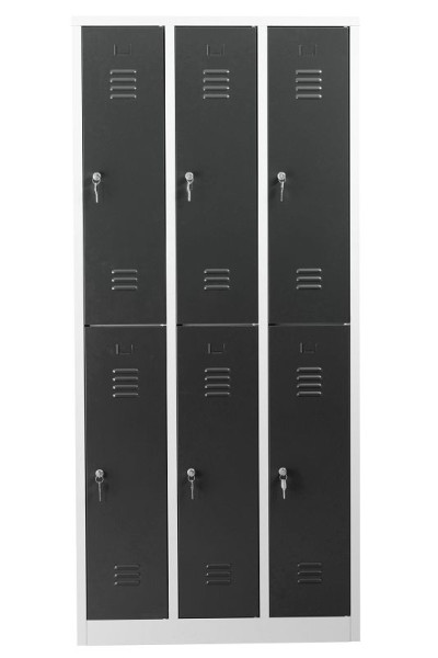 Gürkan Garderobenschrank, 50 x 90 x 195 cm, Lichtgrau, Anthrazit, EU Zylinderschloss, WRC.6(3.2).19590, 112126