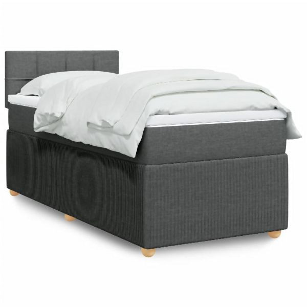 vidaXL Boxspringbett mit Matratze Dunkelgrau 100x200 cm Stoff, 3289668